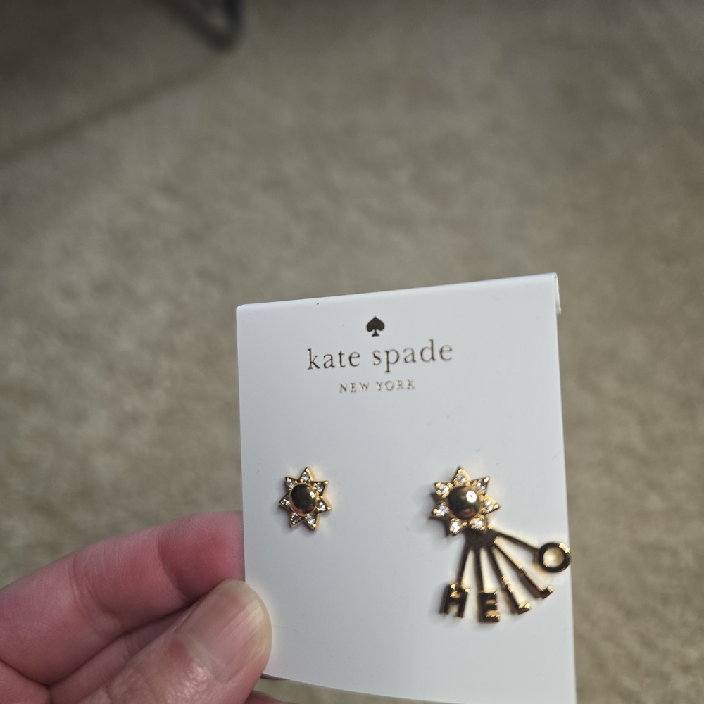 Kate Spade Gold Sunburst Earrings with Hello Charm